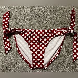 Red & white side-tie bikini bottoms - brand: Kenneth Cole Reaction. Size Medium